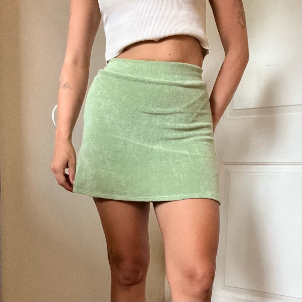 Gil Rodriguez Terry Cloth Mini Skirt Mint